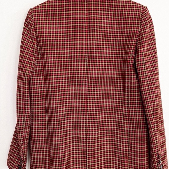 RARE LIKE NEW! Zara Burgundy Checkered Blazer Tops Shirts Womens Size XS - Picture 5 of 8